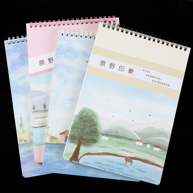 上翻B5螺旋本线圈英语英文记事本硬面抄小清新潮流16K侧翻日记本