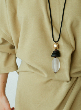 新中式高级感黑檀木吊坠黑绳项链