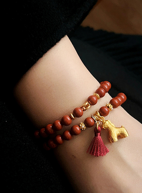 2026马年本命年红石小马吊坠手串