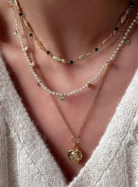 欧美小众设计小鱼黑玛瑙蓝松项链