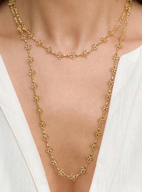 波西米亚小众四叶草手工长款项链