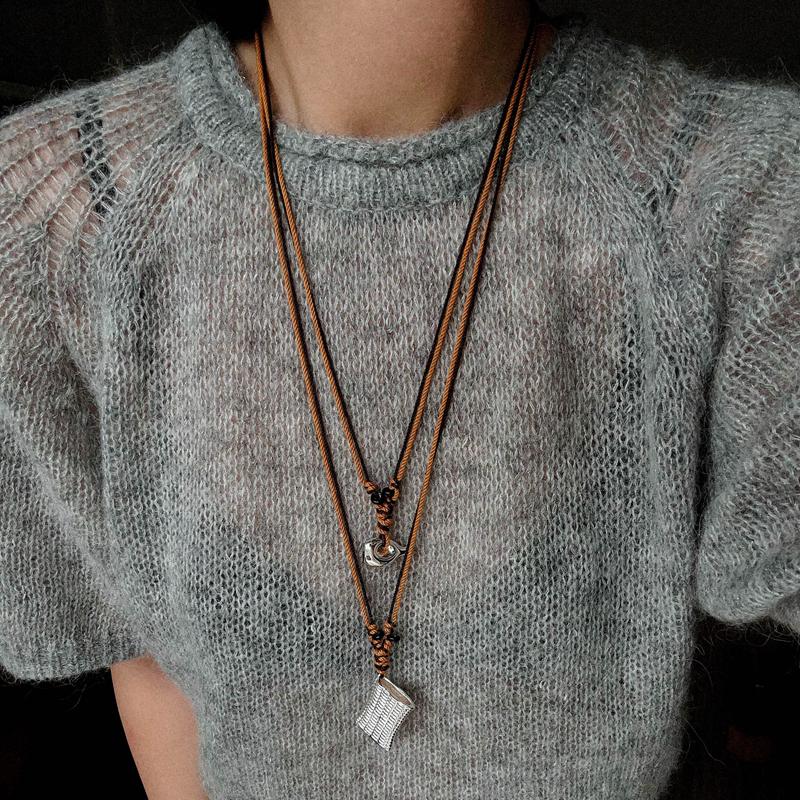小众游牧风编织筐酒壶吊坠长项链