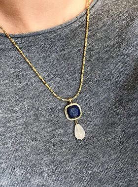 法式复古vintage天然石水晶项链