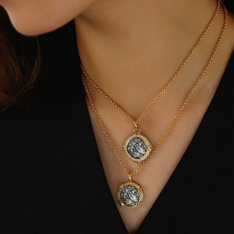 TU JEWELRY 古希腊阿波罗925银仿古银币项链复刻银币钱币锁骨颈链