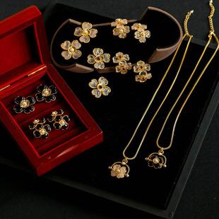 天然石四叶草耳环项链小众高级感耳钉毛衣链 经典 TU家 幸运之心