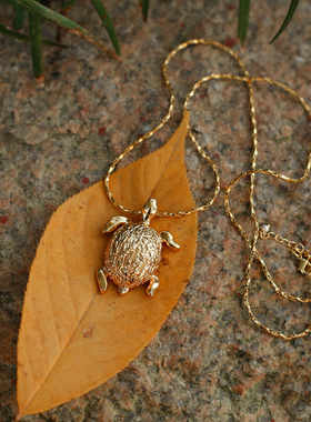 复古法式金色海龟造型长款项链