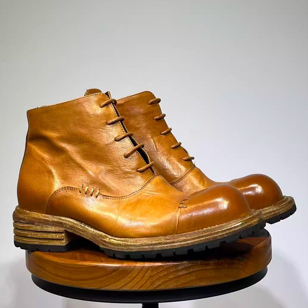 复古高帮工装皮靴男士英伦风