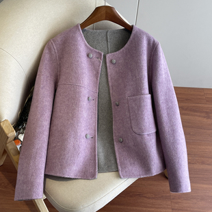 双面呢大衣女短款2026春季新款高级感宽松显瘦小香风羊毛呢子外套