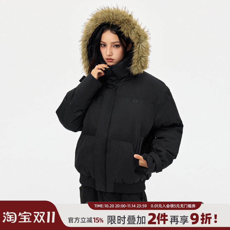 丛林老虎美式复古毛领加厚棉服男