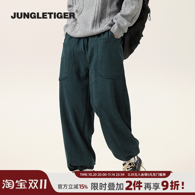 丛林老虎加绒加厚灯芯绒休闲裤男