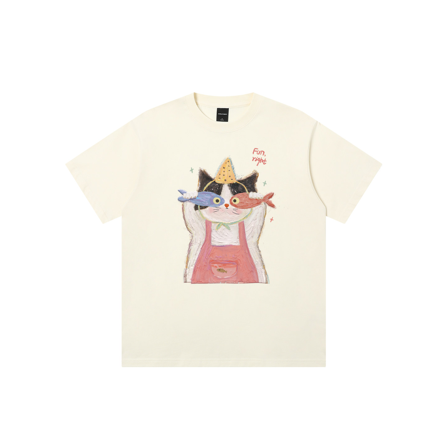 丛林老虎&插画师联名零食小猫咪短袖T恤男女天马行空宽松纯棉半袖