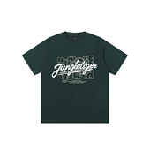 丛林老虎2026夏季 字母纯棉t恤男街头涂鸦小众嘻哈宽松橄榄绿短袖