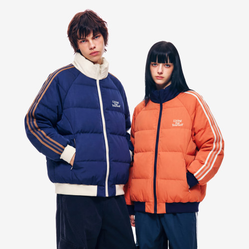 丛林老虎美式撞色加厚织带棉服男