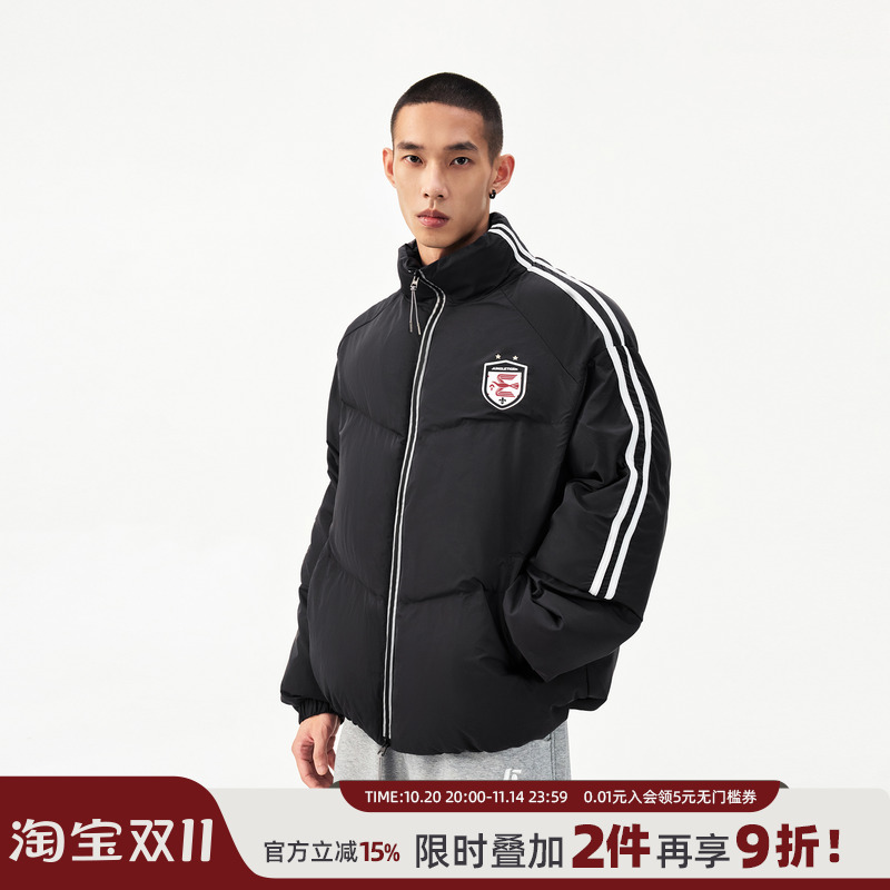 丛林老虎织带徽章宽松加厚棉衣男