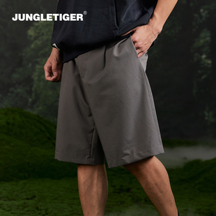 直筒宽松休闲五分裤 丛林老虎潮牌简约通勤西装 薄款 男生夏季 子 短裤