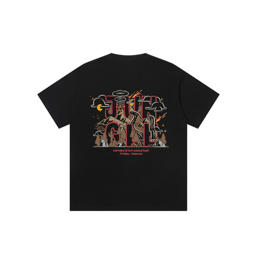 丛林老虎国潮创意印花短袖T恤男