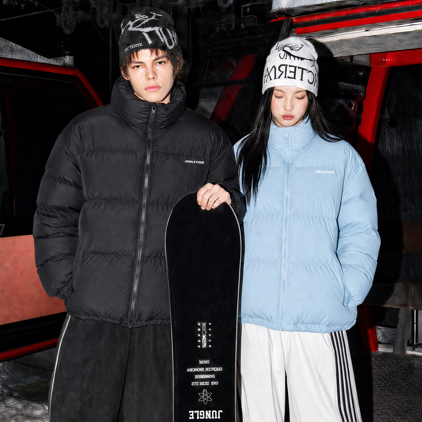 丛林老虎美式潮牌logo立领棉服男简约休闲宽松加厚保暖棉衣外套女