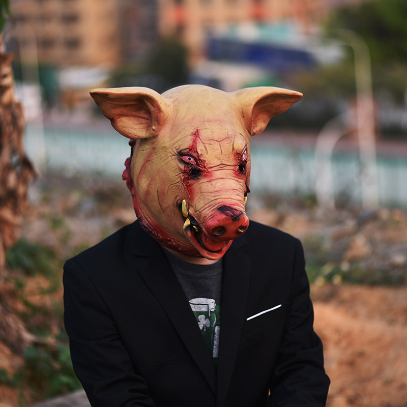 万圣节cos恐怖猪头面具