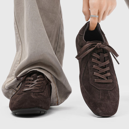 德训鞋男女真皮棕色通勤阿甘鞋