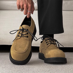 cleanfit德比鞋男真皮美式复古大头鞋英伦风厚底增高通勤休闲皮鞋