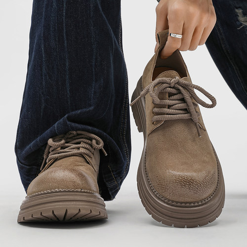 低帮马丁靴男真皮复古工装鞋