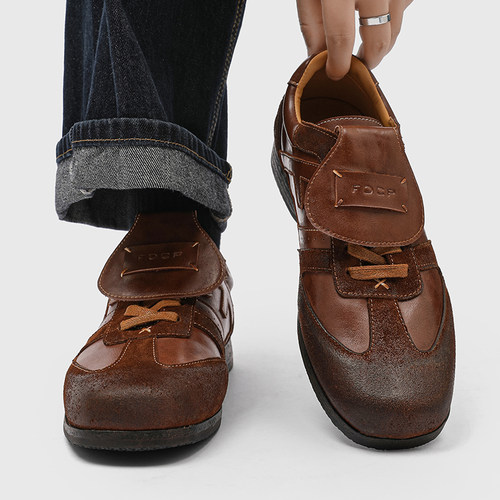 德训鞋男款2025新款复古翻盖