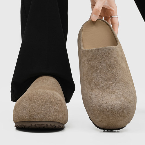 增高5CM勃肯鞋男厚底包头半拖鞋