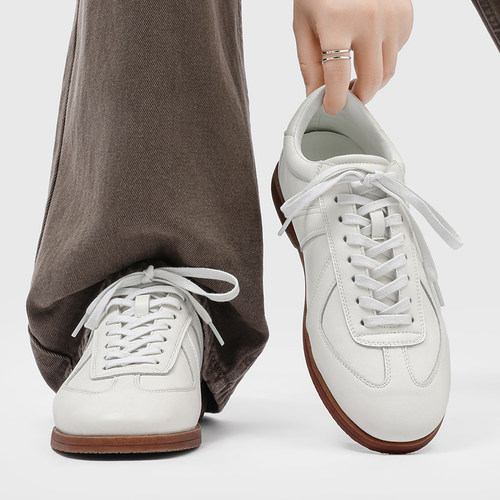 德训鞋男真皮复古平底通勤阿甘鞋