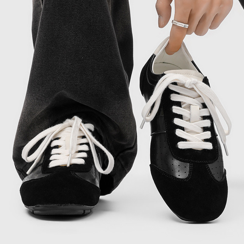 德训鞋男款黑色平底极简训练鞋运动足球鞋反绒皮复古通勤阿甘鞋,流行男鞋,德训鞋,淘宝优惠券,粉丝福利购,淘宝优惠卷