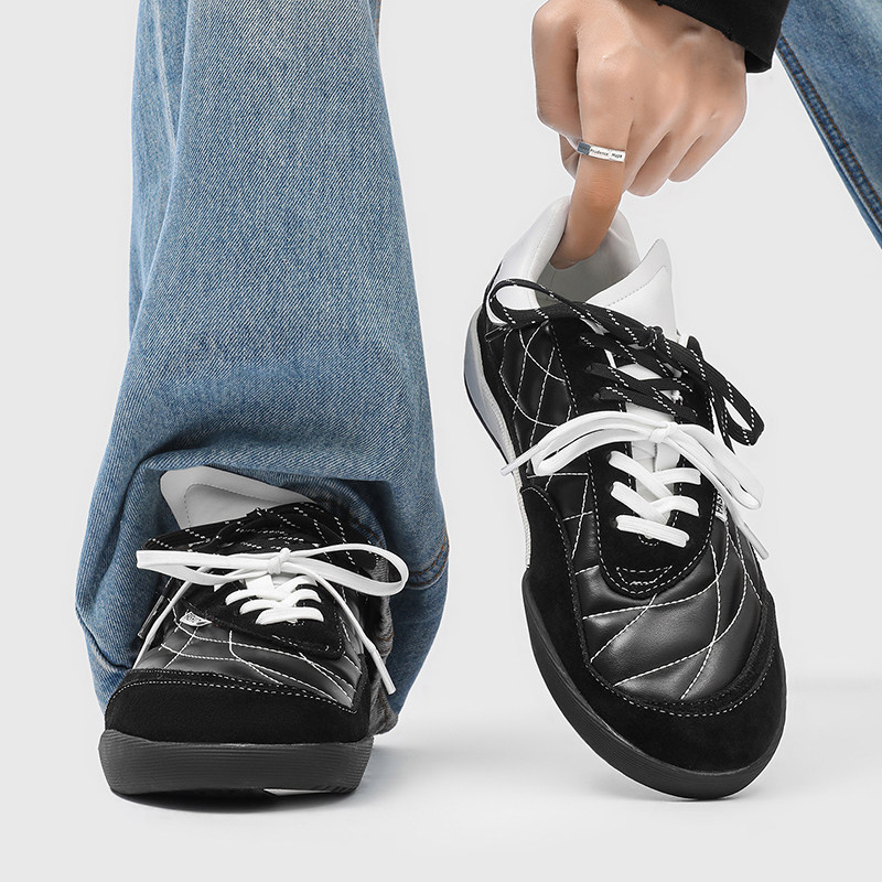 扭曲复古德训鞋男款真皮厚底增高休闲运动鞋徒步登山鞋通勤阿甘鞋,流行男鞋,德训鞋,淘宝优惠券,粉丝福利购,淘宝优惠卷