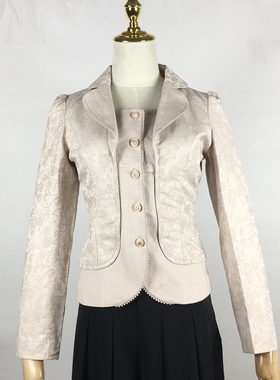 正品春秋女士薄款长袖单排扣西装通勤淑女修身小外套73010