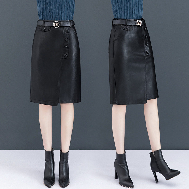 皮裙半身裙春秋冬女2021新款高腰显瘦a字中长款百搭一步包臀裙子|ruв категории Женская одежда, юбка - от Buy2taobao.com для оказания профессиональной услуги покупки агента Taobao