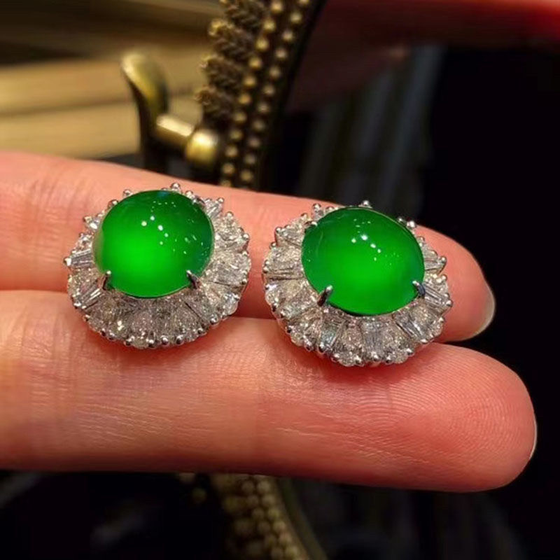 明星同款新中式耳钉天然缅甸翡翠耳饰纯银耳针防过敏大气满绿名媛,珠宝/钻石/翡翠,耳饰,淘宝优惠券,粉丝福利购,淘宝优惠卷