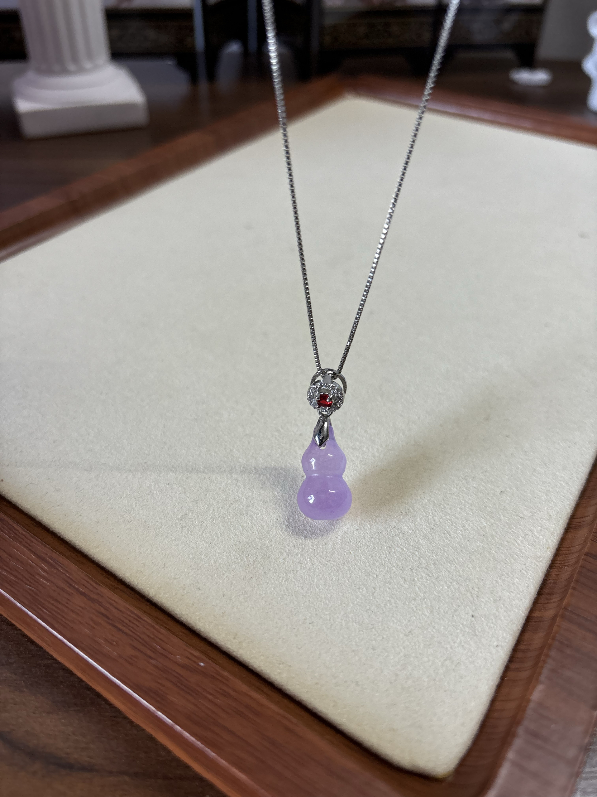 正品天然缅甸翡翠冰种紫翡翡翠葫芦吊坠925银镶嵌轻奢高级感ins风