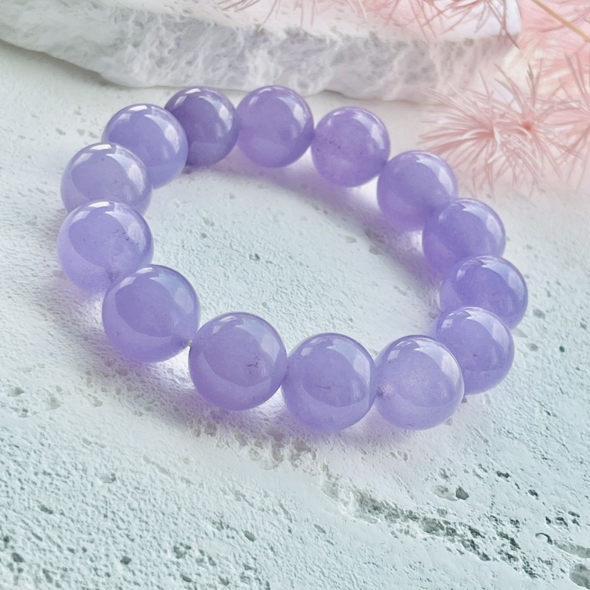 精品冰种紫罗兰天然翡翠转运珠圆珠手链女款单圈玉石手饰翡翠首饰