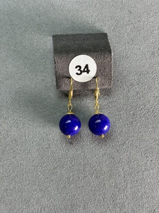 青金石耳饰纯银女玄学旺财耳环天然耳环克莱因蓝色帝王青耳坠水晶