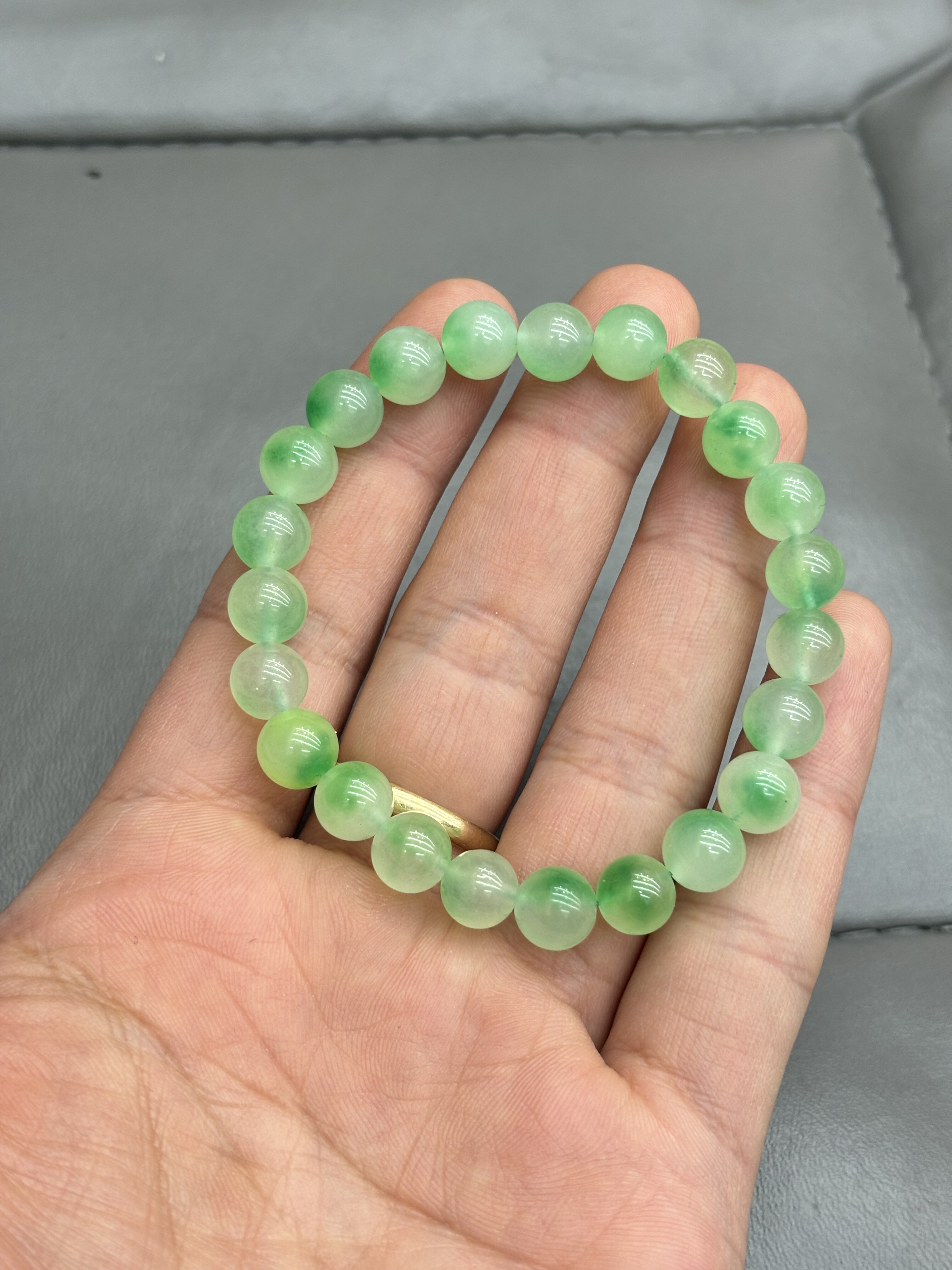 天然缅甸a货翡翠冰种飘花圆珠手串手链轻奢玉石小珠子珠宝送礼物