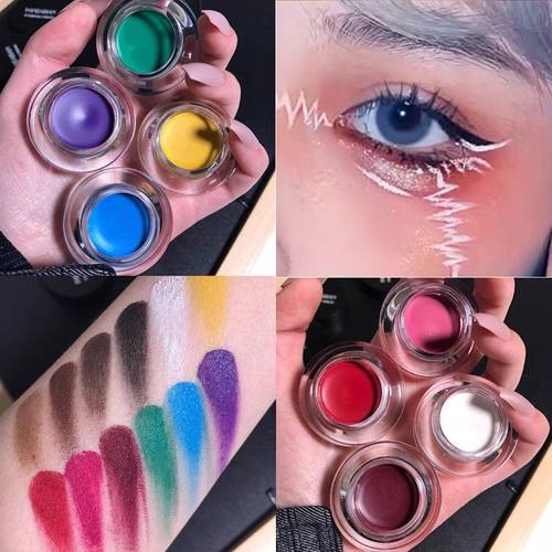 cos彩色眼线膏防水白色蓝色粉色大红紫绿色染眉膏眉笔脸部彩绘膏