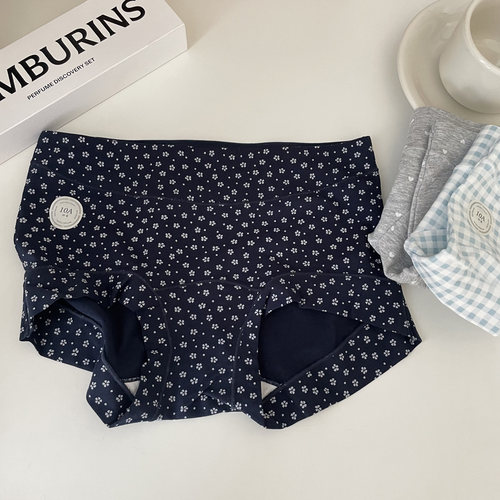 10A抑菌加长裆设计 BM风碎花少女纯棉内裤女中腰亲肤舒适小平角裤