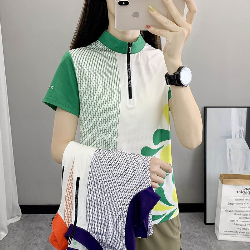 户外花色冰丝速干衣女短袖T恤轻薄防晒透气运动跑步徒步快干衣夏