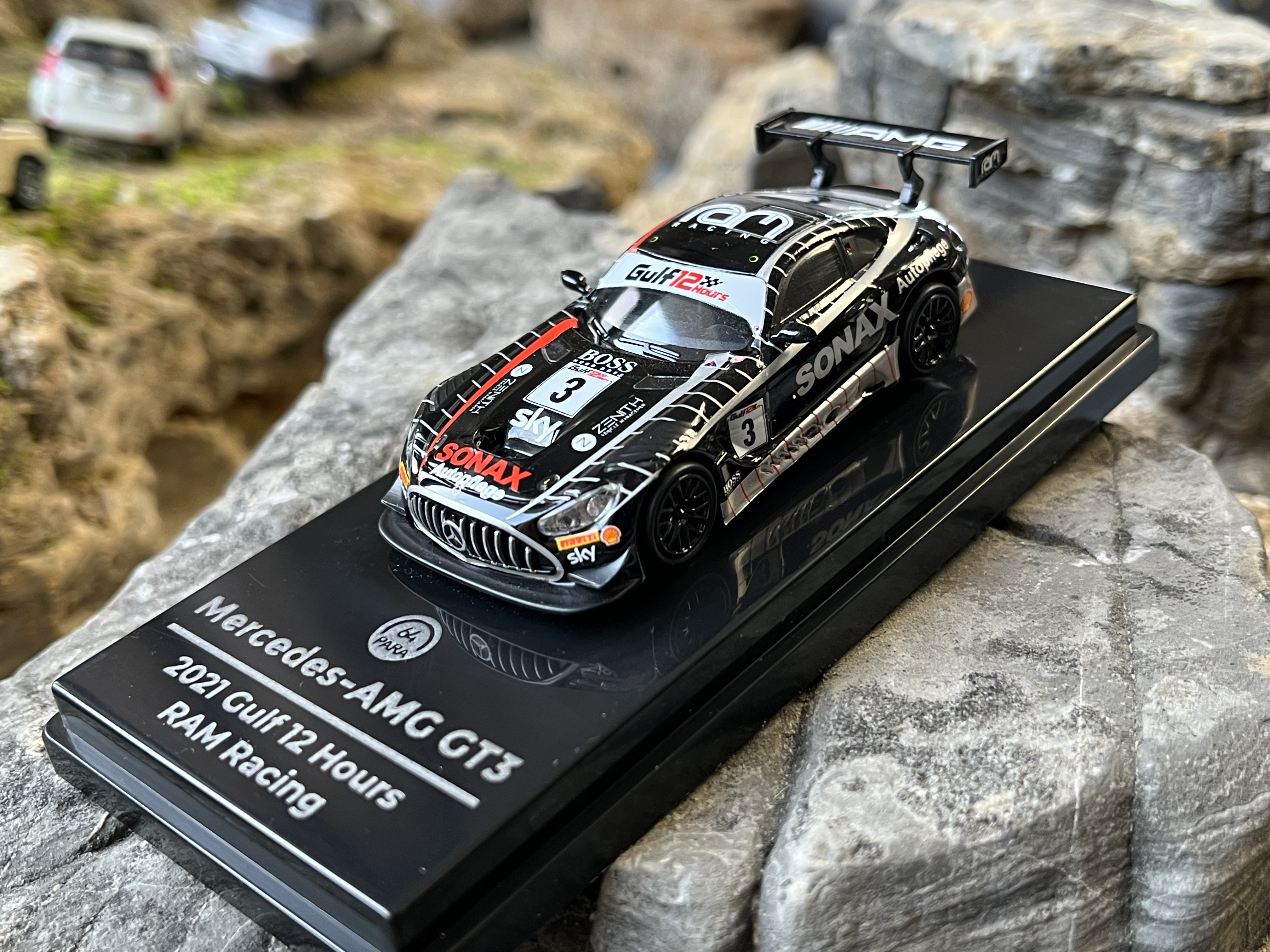 全新1:64 PARA 奔驰AMG GT3 2021 Gulf 12H Racing Sonax合金模型
