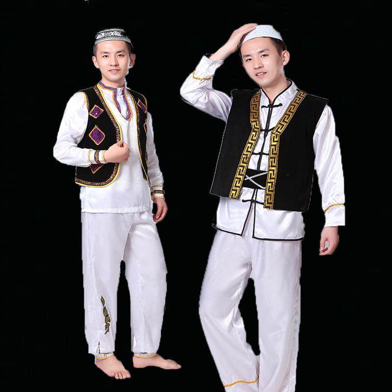 新疆少数民族演出服维吾尔族服装男哈萨克族回族舞蹈成人表演服饰