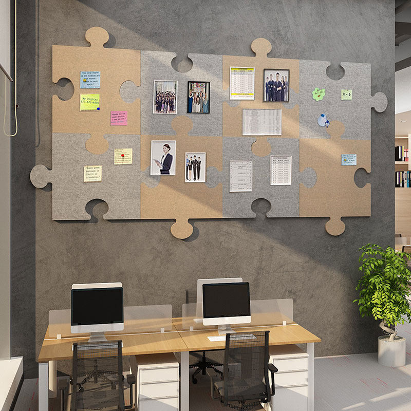 创意毛毡板公告栏文化照片墙免打孔墙贴自粘会议室办公室墙面装饰