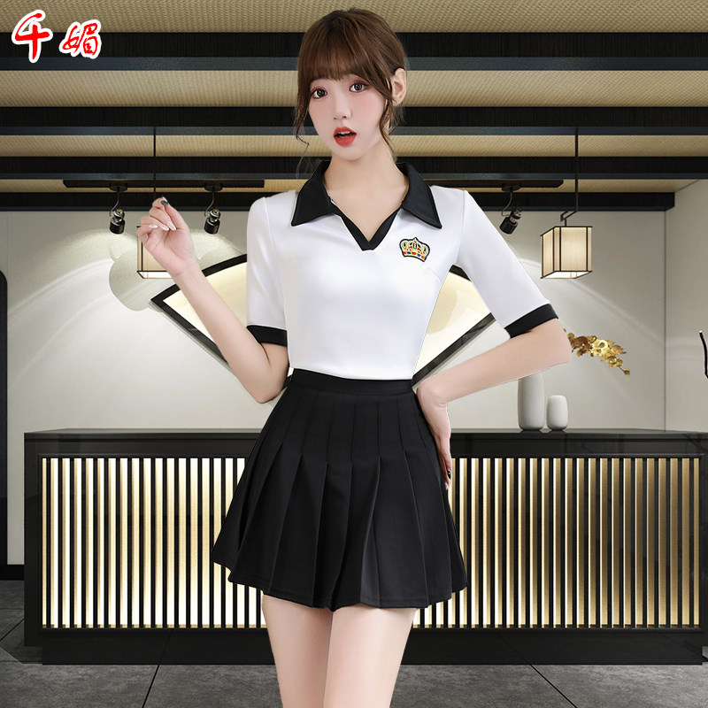 夜场工作服女秋冬装足浴技师制服修身显瘦套装会所美容服足疗工装