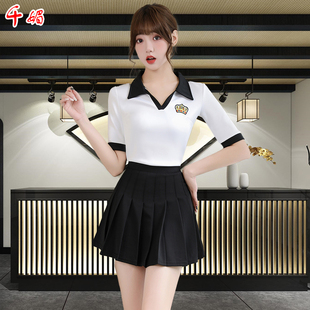 夜场工作服女秋冬装足浴技师制服修身显瘦套装会所美容服足疗工装