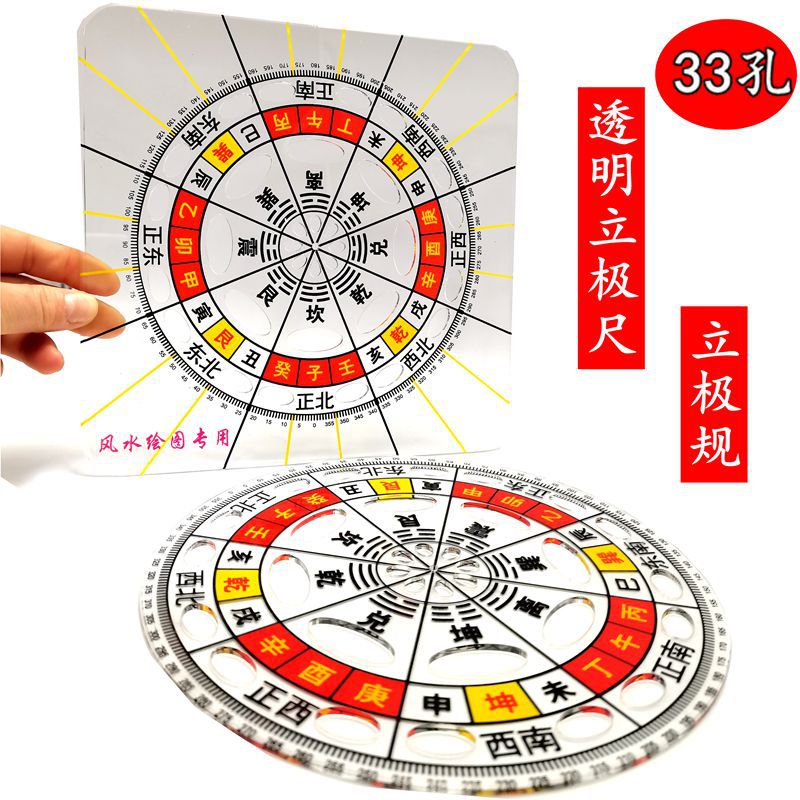 三元理气风水立极尺户型图布局定位尺八宅玄空立向飞星透明罗盘