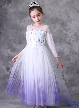 Fronze 2 Elsa princess dress baby girls Summer dresses kids