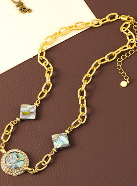 青岛饰品欧美ins跨境粗链时尚鲍鱼贝项链高级感小众女士项链颈链