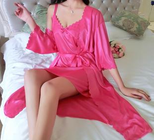 women summer pajamas sexy silk Erotic lingerie sleepwear