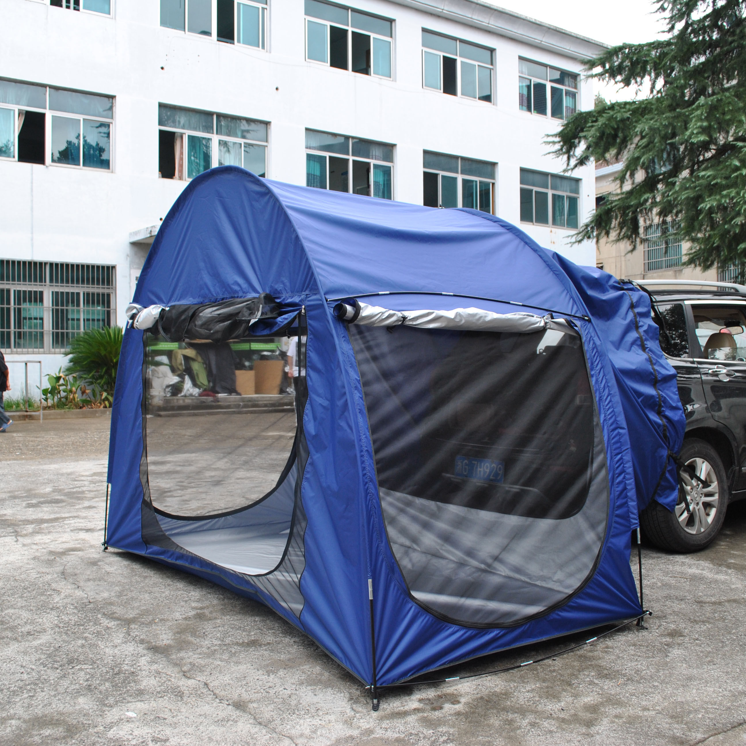 自驾游一室一厅多功能车尾帐篷车尾延伸帐篷 带网纱延伸天幕前厅